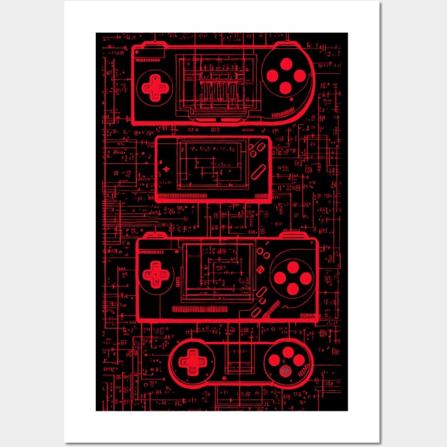 Neon Red handheld Gaming Controller Wall Art by Trip Tank